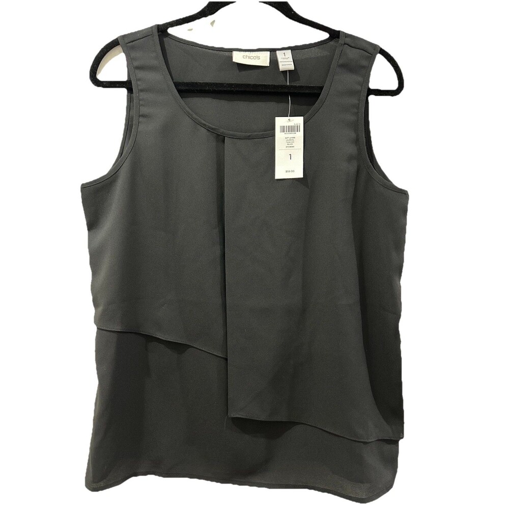 Chicos Size 1 Womens M Top Sleeveless Round Neck Pullover New With Tags